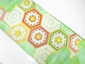 アンティーク　花亀甲模様織り出し袋帯（材料）